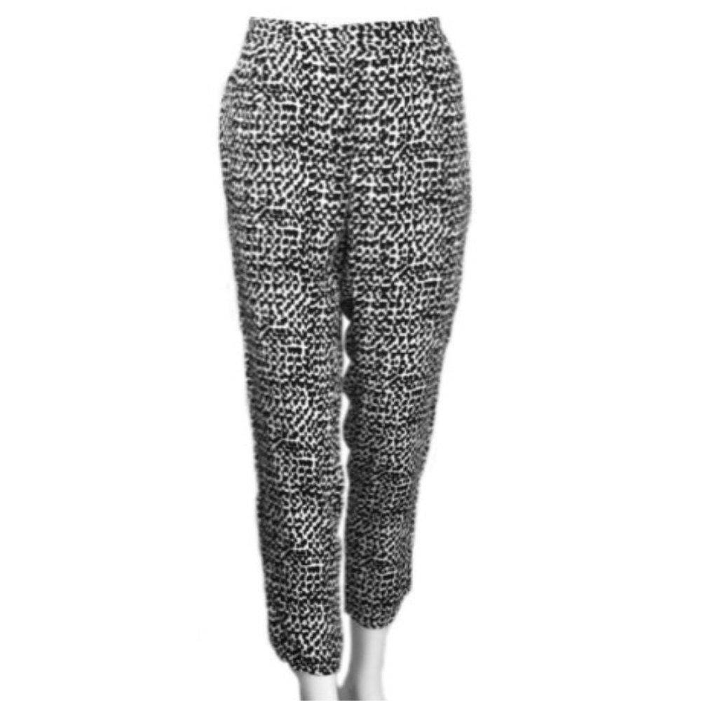Banana Republic Black/White Pleated Drapey Pants Size 12